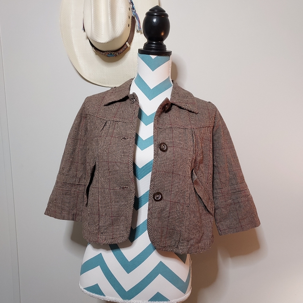 MAX RAVE Collared Cropped Multi-pattern Top